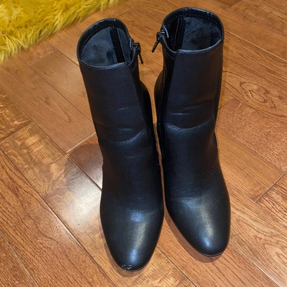 Aldo matte Black Round toe leopard print platform ankle boots - Picture 11 of 17